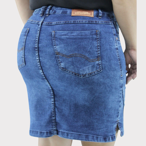 Saia Secretaria Feminina Plus Size Jeans - 2805