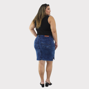 Saia Secretaria Feminina Plus Size Jeans - 2805
