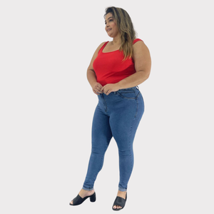 Calça Skinny Feminina Plus Size Jeans - 2809