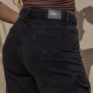Calça Wide Cargo Feminina Jeans - 2916