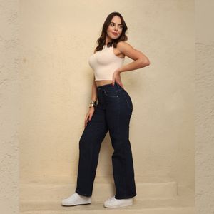 CALÇA WIDE LEG FEMININA JEANS - 2992