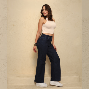 CALÇA WIDE LEG FEMININA JEANS - 2992