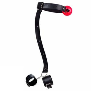 Kit 3 Em 1 Mordaça Bola Com Algema Traseira