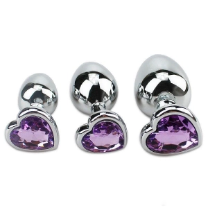 Plug Anal Jóia Coração M- Roxo