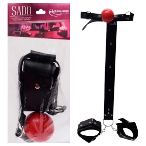 Kit 3 Em 1 Mordaça Bola Com Algema Traseira