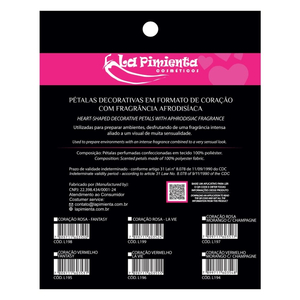 PÉTALAS DE CORAÇÃO EM CETIM COR VERMELHA - FRAGRÂNCIA MORANGO COM CHAMPANHE