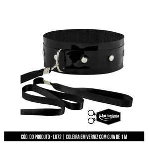 COLEIRA EM VERNIZ COM GUIA DE 1 M