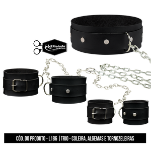 TRIO – ALGEMA, COLEIRA E TORNOZELEIRA COM CORRENTE