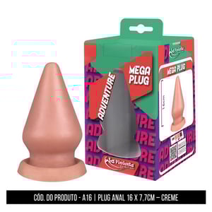 MEGA PLUG PRÓTESE REALÍSTICA MACIÇA 16 X 7,7CM - CREME