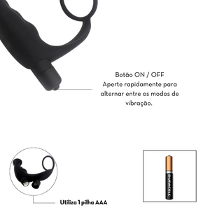 Massageador de prostáta com anel peniano