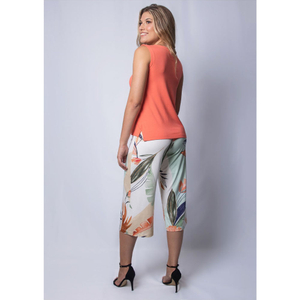 Calça Pantacourt Folhas Pau a Pique