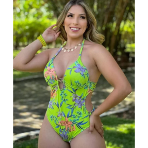 Maiô Engana Mamãe Estampado Com Bojo E Detalhe Metálico Cor Do Bronze