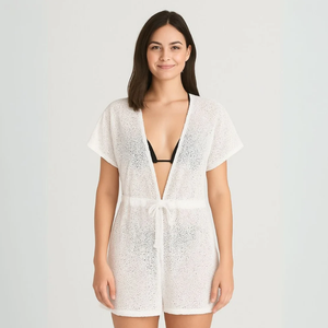 Saída De Praia Kimôno Arrastão Com Abertura Frontal Pink Lingerie