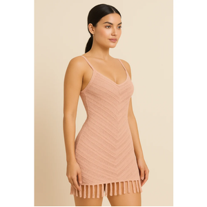 Saída De Praia Vestido Em Tricot Com Franjas Coleção Reveillon