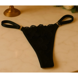 Calcinha Fio Dental Tule Bordado Flowers Mil Toques