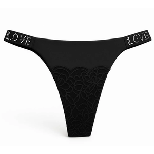 Calcinha Fio Dental Love Corte A Laser Com Detalhe Em Renda