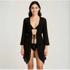 Saída De Praia Com Ponta Em Tule Linha Premium Hangar Lingerie