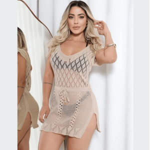 Saída De Praia Vestido Em Tricot Coleção Reveillon