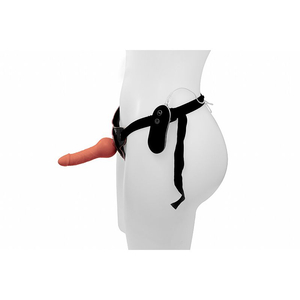 STRAP ON EM SILICONE COM VIBRADOR 10 VIBRAÇÕES;cor:BEGE
