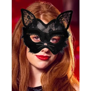 MASCARA MULHER GATO / VENEZIANA COM RENDA E STRASS