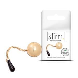 PINGENTE VAGINAL DE METAL COM BERLOQUE COM GOTA PRETA LINHA SLIM SEXY FANTASY