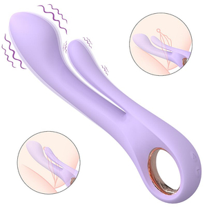 VIBRADOR DUPLO PONTO G E CLITÓRES RECARREGÁVEL COM 9 MODOS DE VIBRAÇÃO - KAETHE