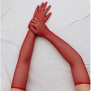 LUVA LONGA EM ARRASTÃO;Cor:Vermelho