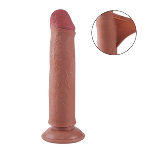 PÊNIS SUPER REALÍSTICO EM CYBER COM DUPLA CAMADA E VENTOSA  / 17 X 4,2 cm