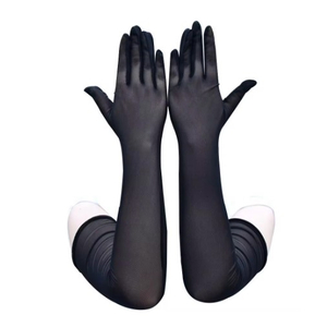 LUVA LONGA EM TULE;Cor:Preto