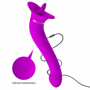 VIBRADOR DO PONTO G E CLITÓRIS - RECARREGÁVEL - FAUST - PRETTY LOVE