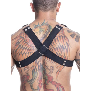 HARNESS ELASTICO PRETO COM ILHOS E ARGOLA DE METAL HE001P