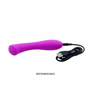VIBRADOR MASSAGEADOR  EM SILICONE 30 VIBRAÇÕES - RECARREGÁVEL - PRETTY LOVE - LEN