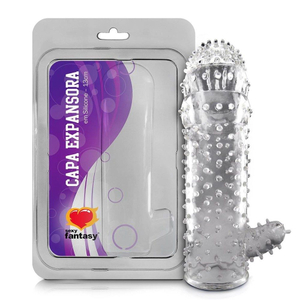 CAPA PENIANA EXTENSORA COM ESTIMULADOR SEXY FANTASY - 13 CM
