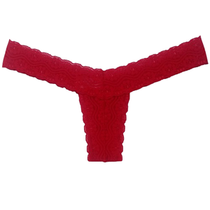 CALCINHA FIO DENTAL EM RENDA CASADA SENSUALLE;Cor: RUBI