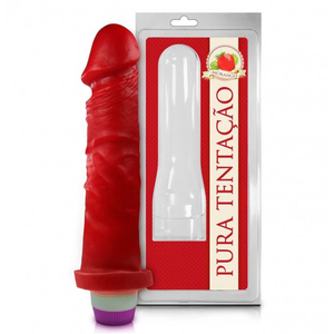 PÊNIS COM VIBRO AROMÁTICO MORANGO 18 X 4,CM