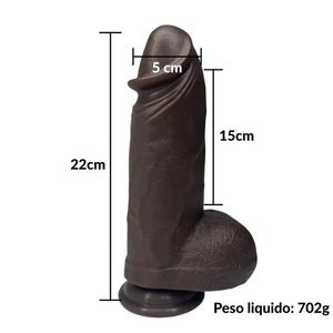 PÊNIS REALÍSTICO EM SILICONE COM VAI E VEM, AQUECIMENTO  E CONTROLE - 22 X 5 CM