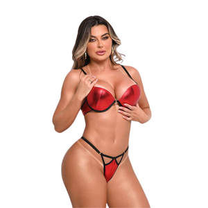 Conjunto com Sutiã, Calcinha e Bolero - Lycra Metalizada.