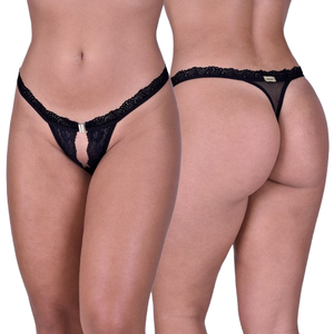 Calcinha Sensual Fio Dental com Abertura Frontal - Gretchen.
