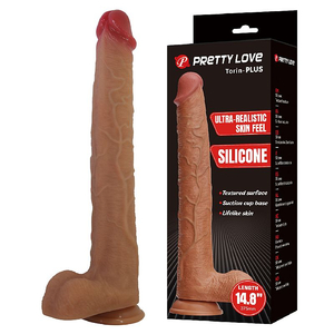 PÊNIS REALÍSTICO EM SILICONE COM VENTOSA REMOVÍVEL - TORIN - 37,5 X 5,0 CM
