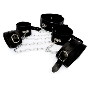 KIT COLEIRA COM CORRENTES + 4 ALGEMAS BRACELETE
