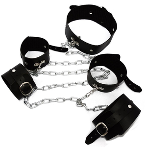 KIT COLEIRA COM CORRENTES + 4 ALGEMAS BRACELETE