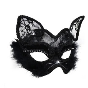 MASCARA MULHER GATO / VENEZIANA COM RENDA E STRASS