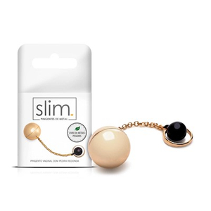 PINGENTE VAGINAL DE METAL COM BERLOQUE BOLA PRETA LINHA SLIM SEXY FANTASY