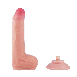 PÊNIS SUPER REALÍSTICO EM CYBER COM TESTÍCULOS, DUPLA CAMADA E VENTOSA REMOVÍVEL  / 18,3 X 3,4 cm