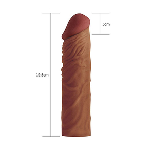 CAPA PENIANA  EXTENSORA  EM CYBER  / X-TENDER / PRETTY LOVE / 19,5 X 4 CM;Cor:Marrom