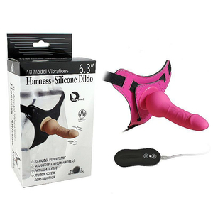 STRAP ON EM SILICONE COM VIBRADOR 10 VIBRAÇÕES;cor:Rosa - 5058