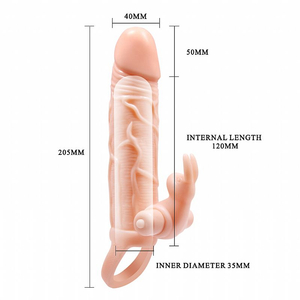 CAPA PENIANA  EXTENSORA  EM CYBER COM ALÇA TESTICULAR  E 10 VIBRAÇÕES - BRAVE MAN / PRETTY LOVE / 17 X 4 CM