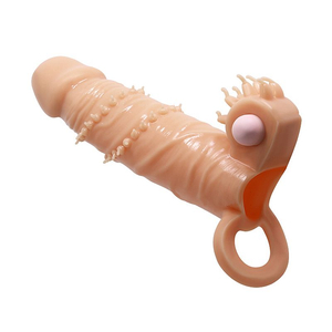 CAPA PENIANA  EXTENSORA  EM CYBER COM ALÇA TESTICULAR  E VIBRO - PENIS LEEVE CONNOR / PRETTY LOVE / 17 X 4 CM