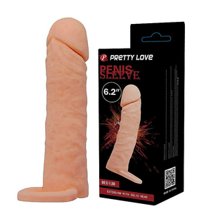 CAPA PENIANA  EXTENSORA  EM CYBER COM ALÇA TESTICULAR - PENIS SLEEVE / PRETTY LOVE /16 X 4CM