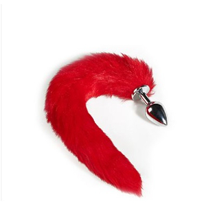 PLUG ANAL EM AÇO COM RABO CAUDA RAPOSA 40 CM Tamanho:M; Cor:VERMELHO